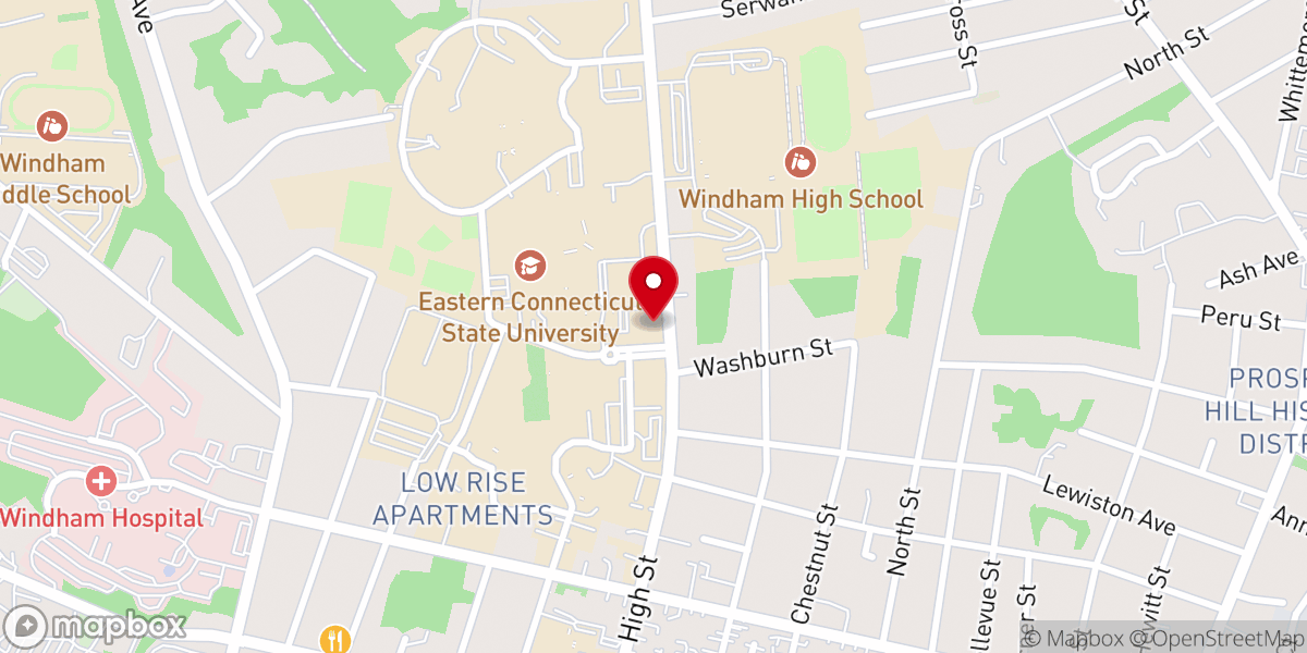 Map showing location of First Spiritualist Church of Willimantic