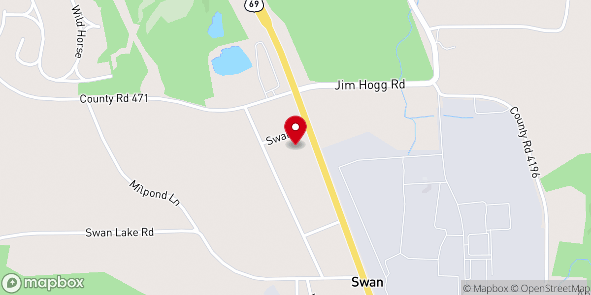 Map showing location of Swan-Wood Springs United Methodist Church