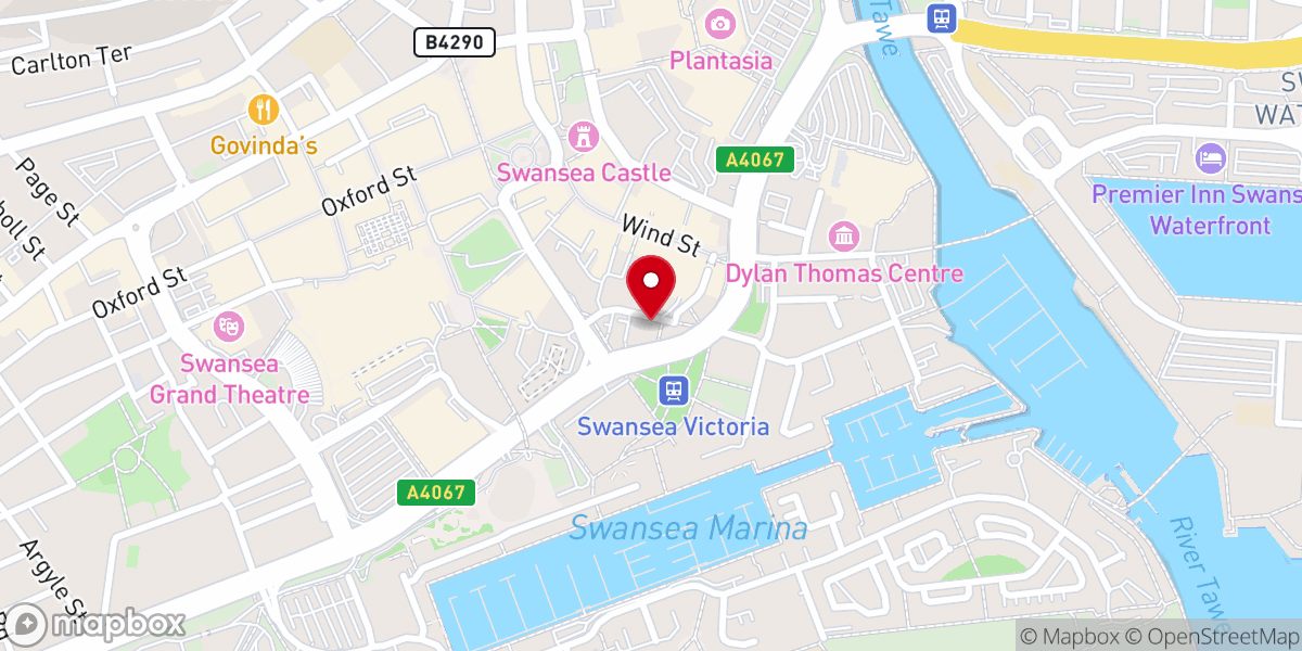 Map showing location of The Potters House Christian Church, Swansea