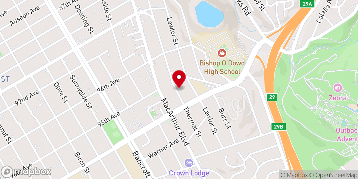 Map showing location of Oakland Elmhurst Seventh-day Adventist Church