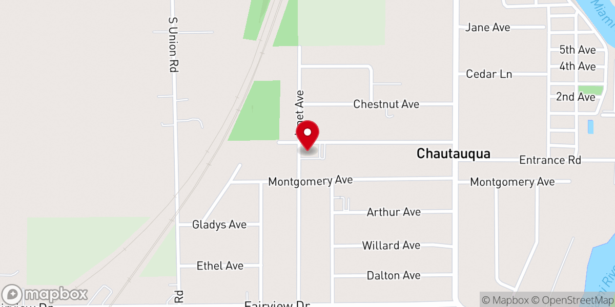 Map showing location of Temple Baptist Church