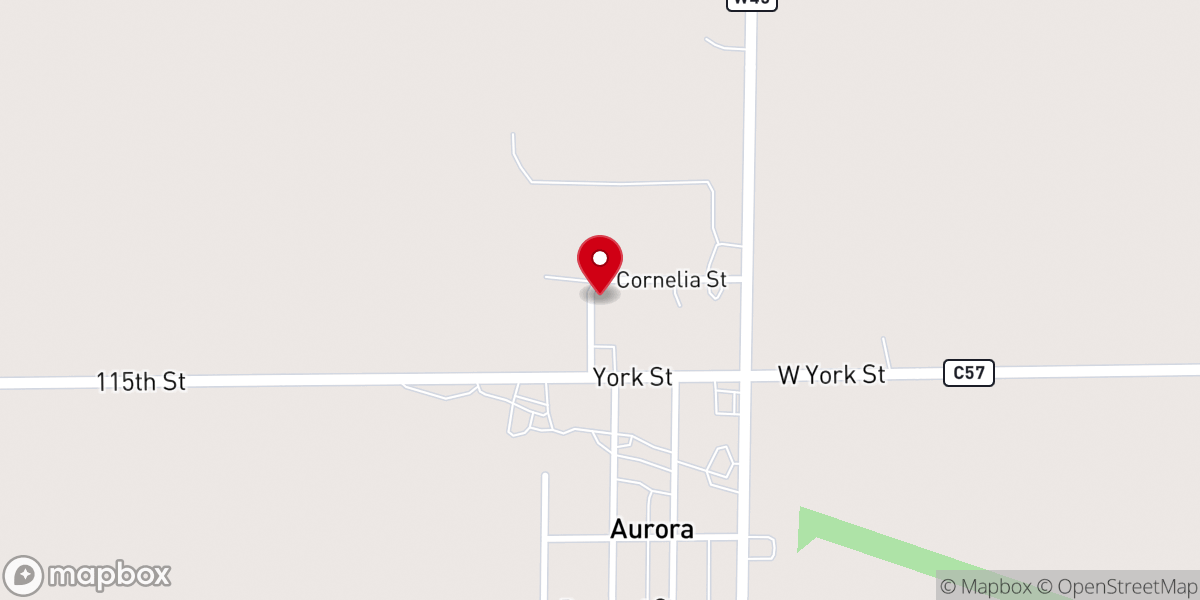 Map showing location of Aurora Methodist Church