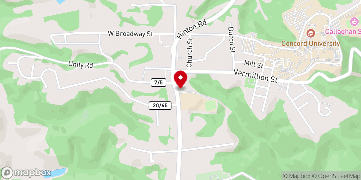 Map showing location of Athens Baptist Church