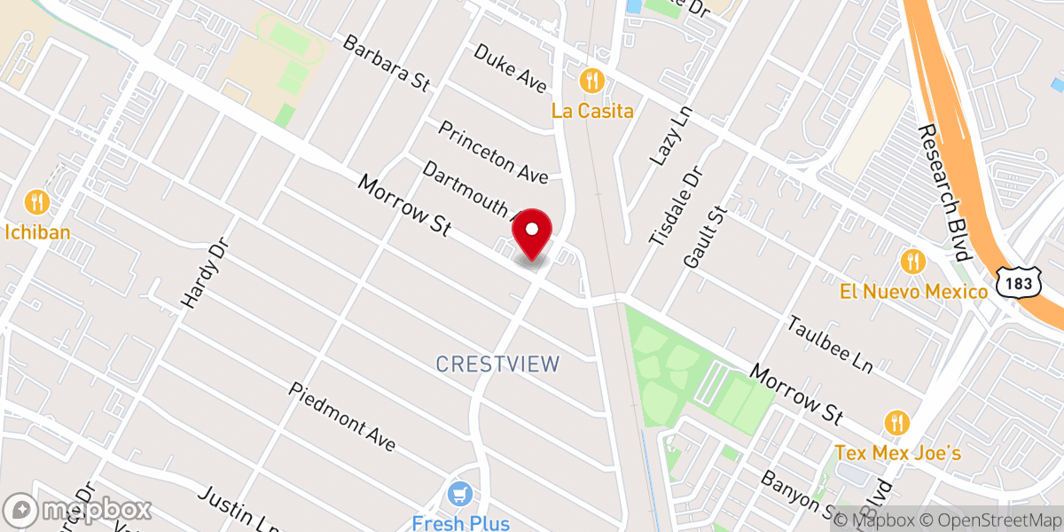 Map showing location of Crestview Baptist Church