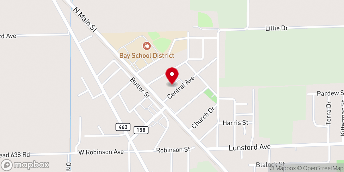 Map showing location of First Baptist Church