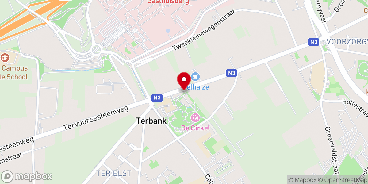 Map showing location of Parochiezaal Terbank