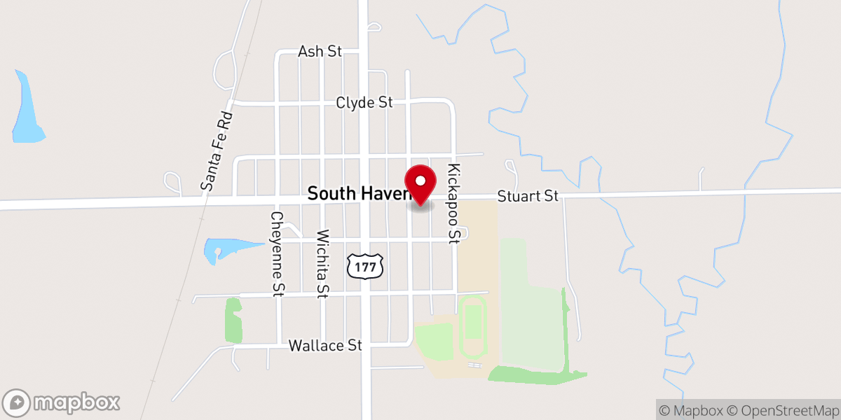 Map showing location of South Haven Baptist Church