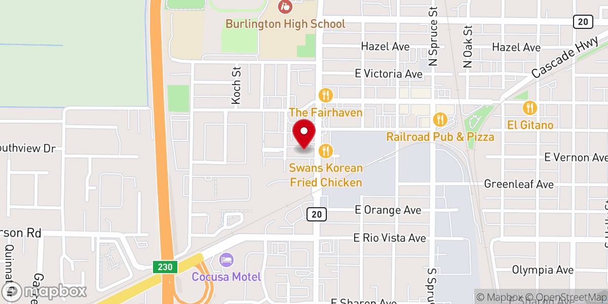 Map showing location of Iglesia de Cristo Ebenezer Mount Vernon WA
