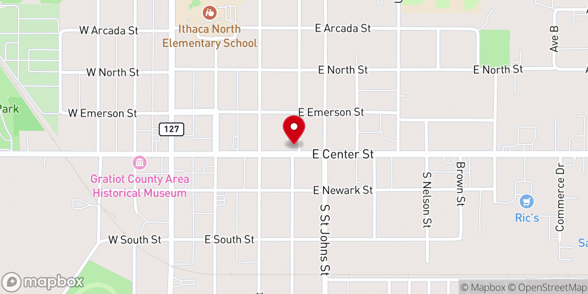 Map showing location of Ithaca Living Hope Church