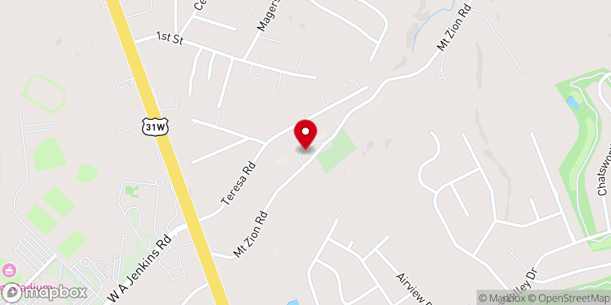 Map showing location of Mt Zion Baptist Church