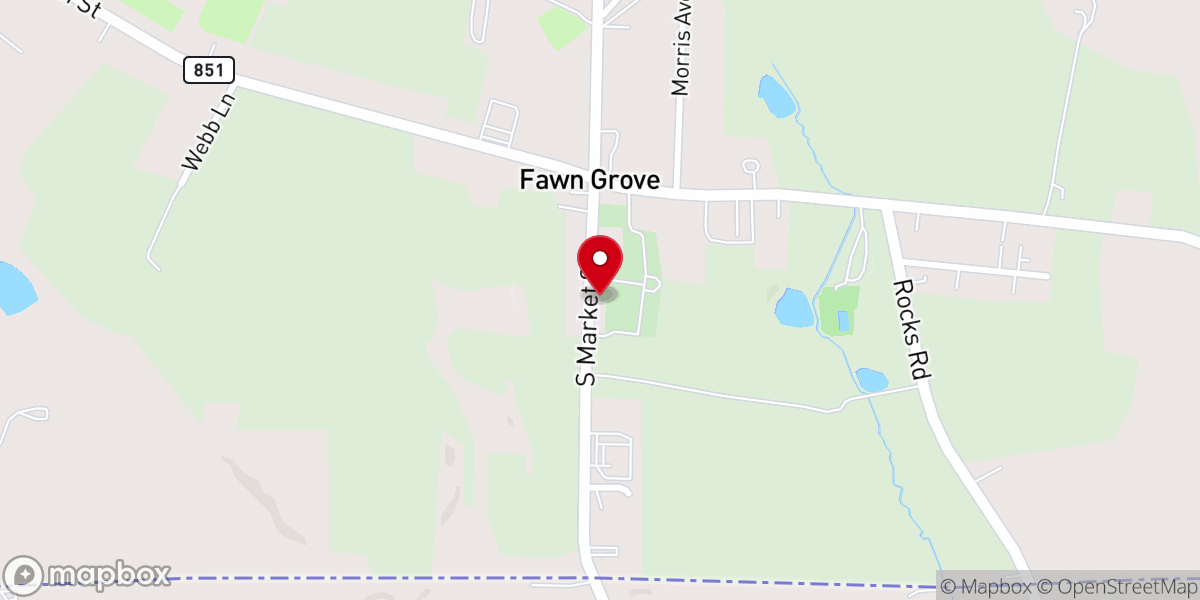 Map showing location of Fawn Grove Community Church