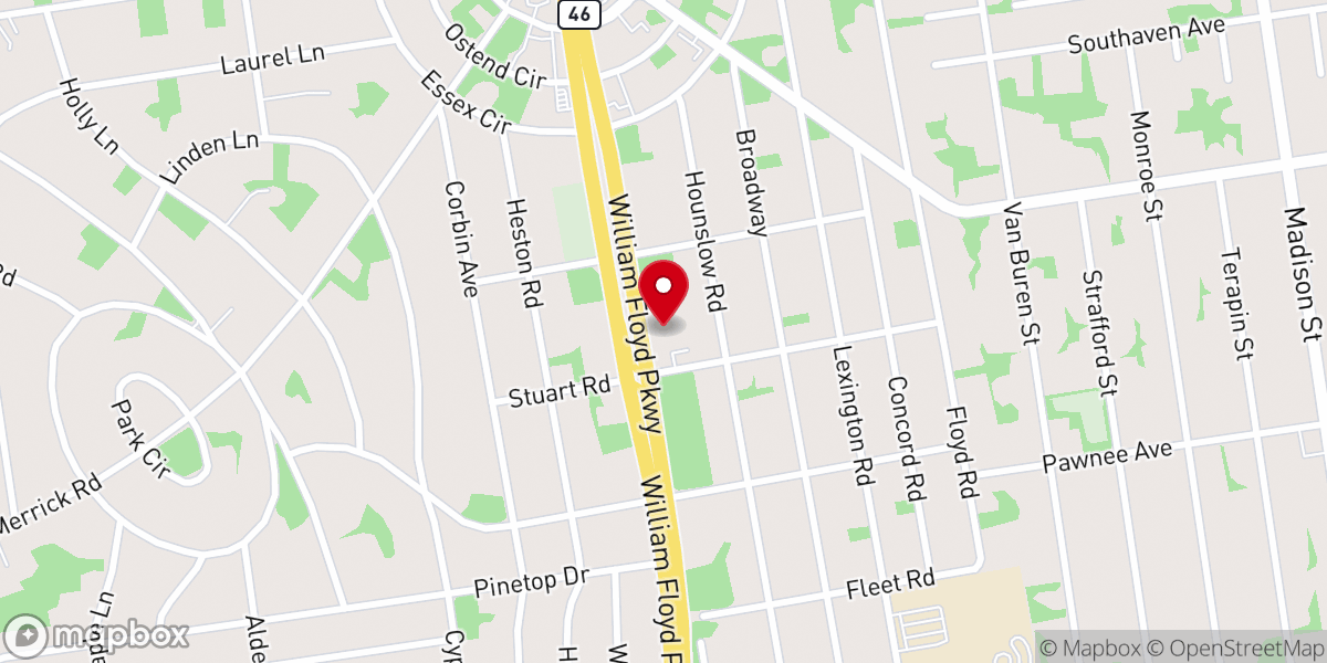 Map showing location of Iglesia Rosa de Saron Shirley.