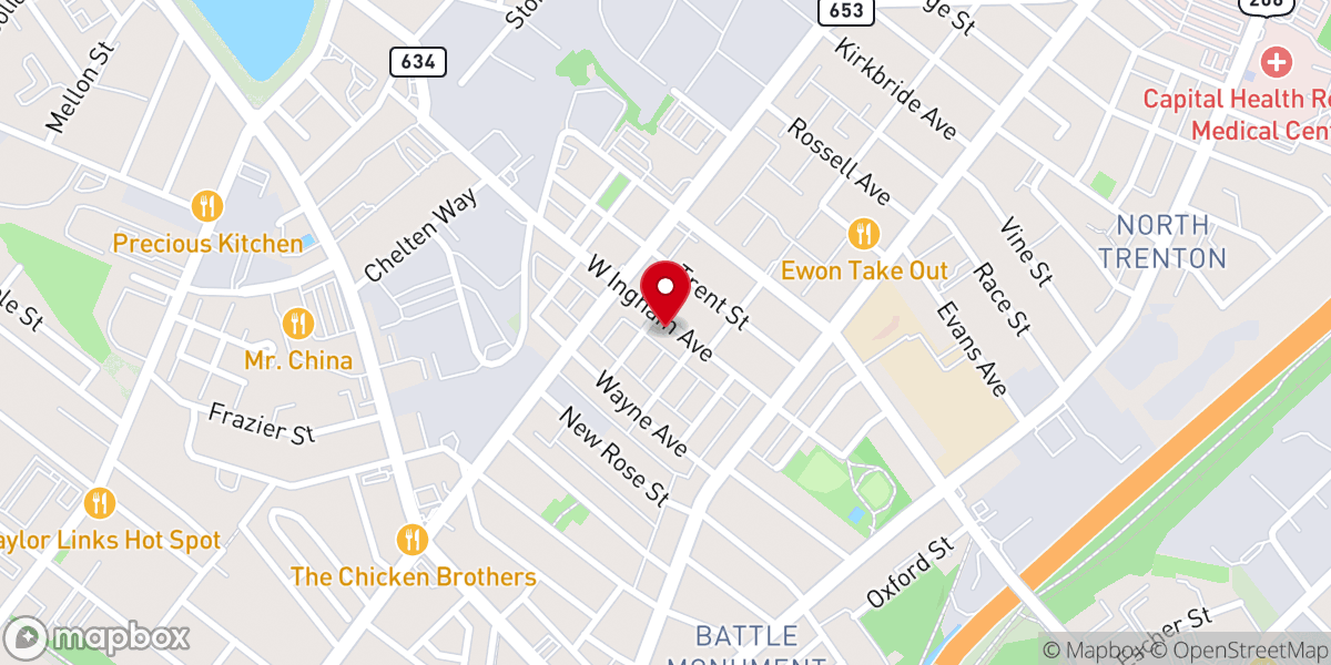 Map showing location of New Mt. Carmel Baptist Church