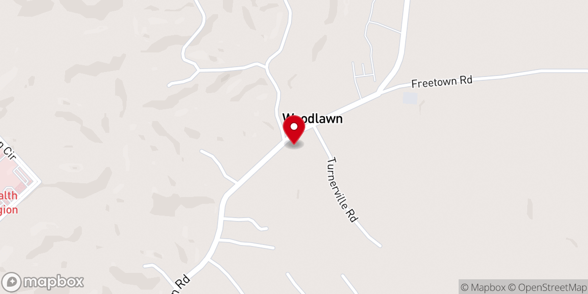 Map showing location of Woodlawn Baptist Church