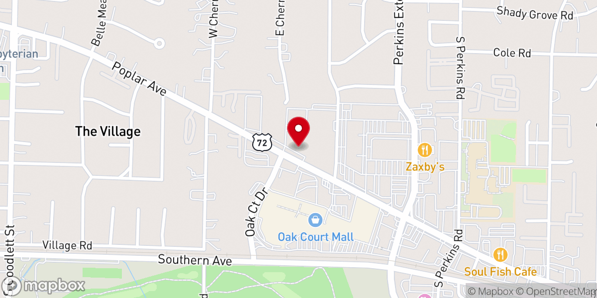 Map showing location of Christ Methodist Church Memphis
