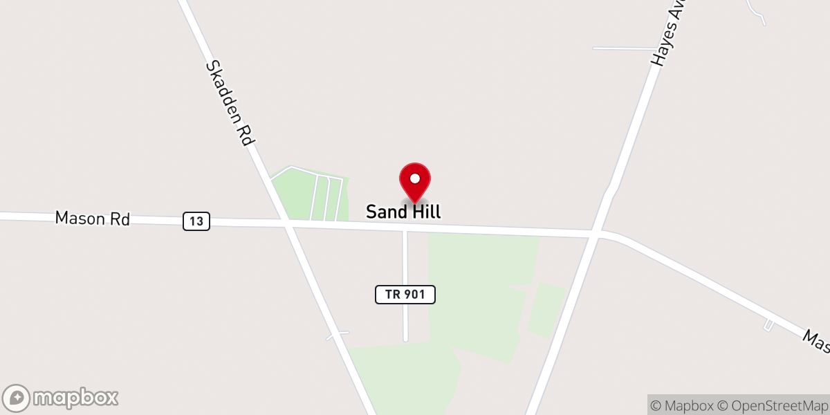 Map showing location of Sandhill FWB Church