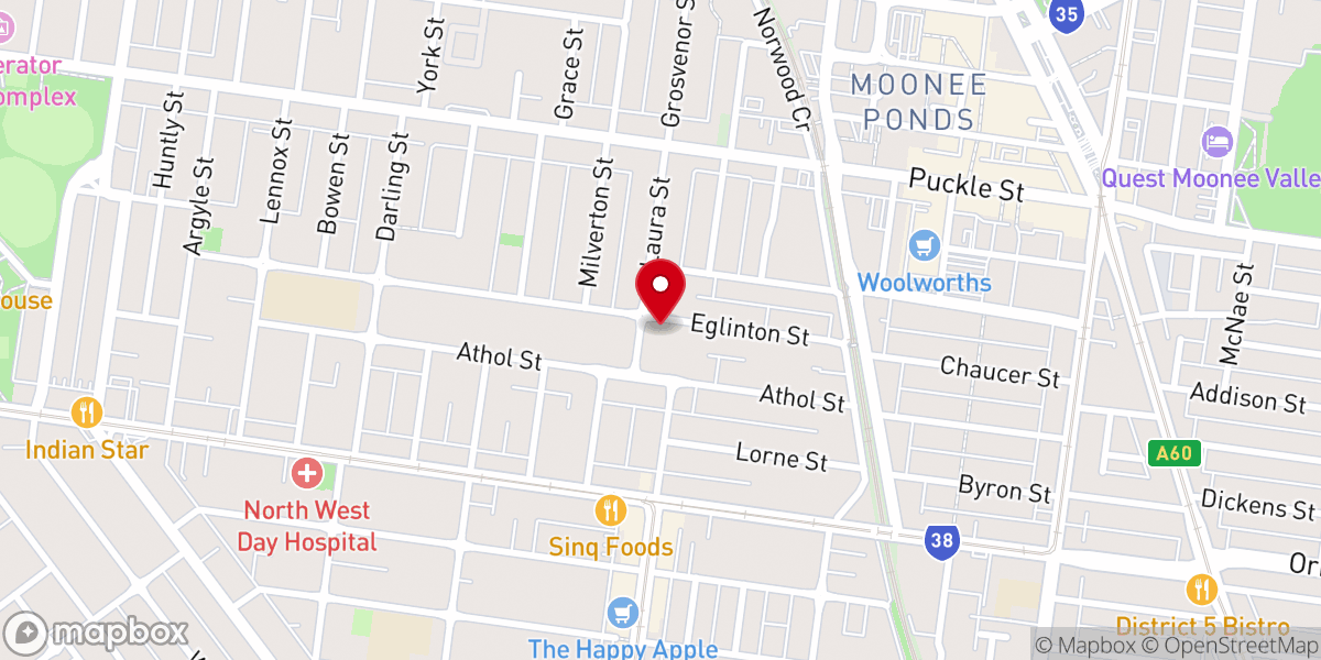 Map showing location of Moonee Ponds Baptist Church