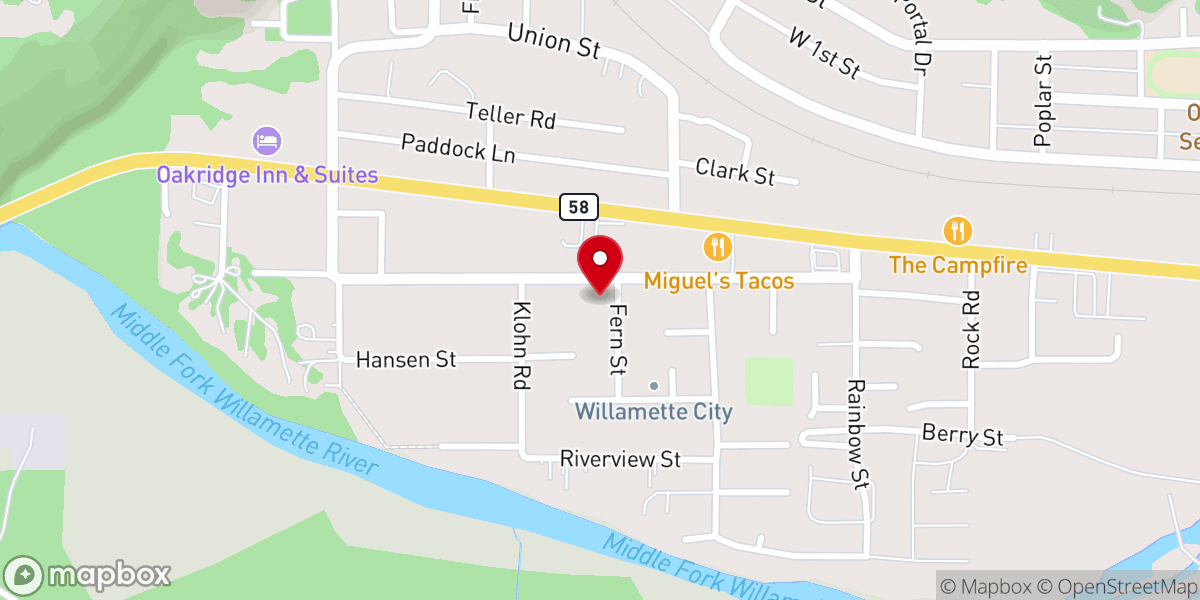 Map showing location of First Baptist Church-Oakridge