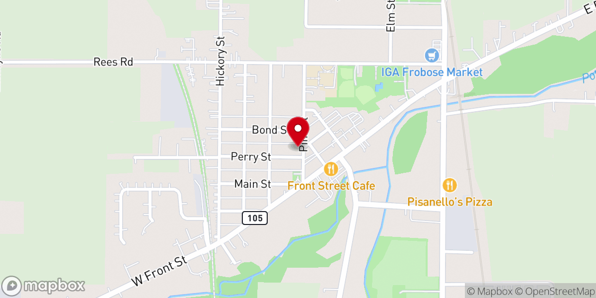 Map showing location of First United Presbyterian Church of Pemberville