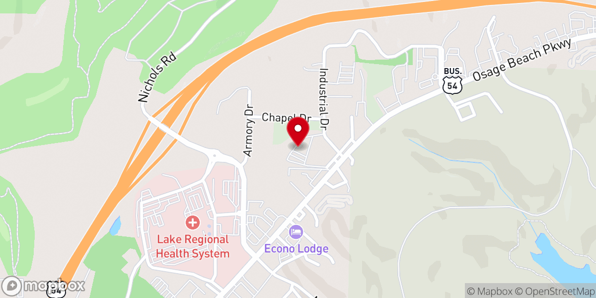 Map showing location of Hope Lutheran Chapel