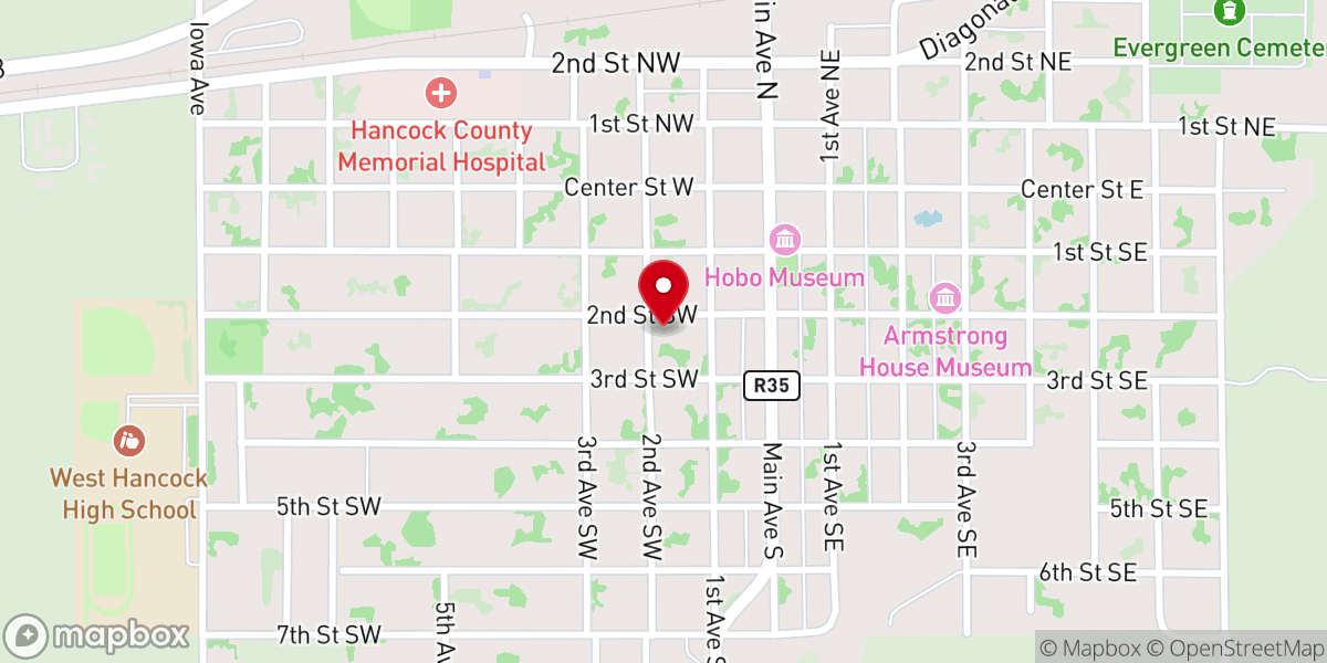 Map showing location of Britt Zion Church of the Nazarene