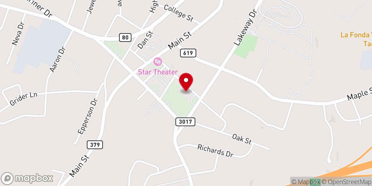 Map showing location of Liberty Baptist Church