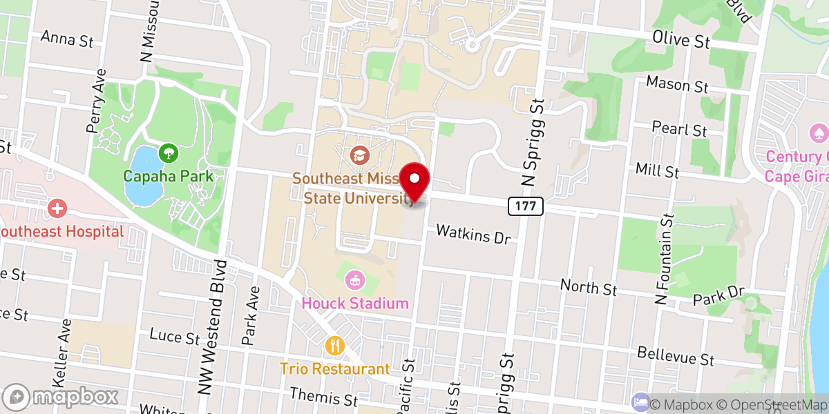 Map showing location of Baptist Student Center