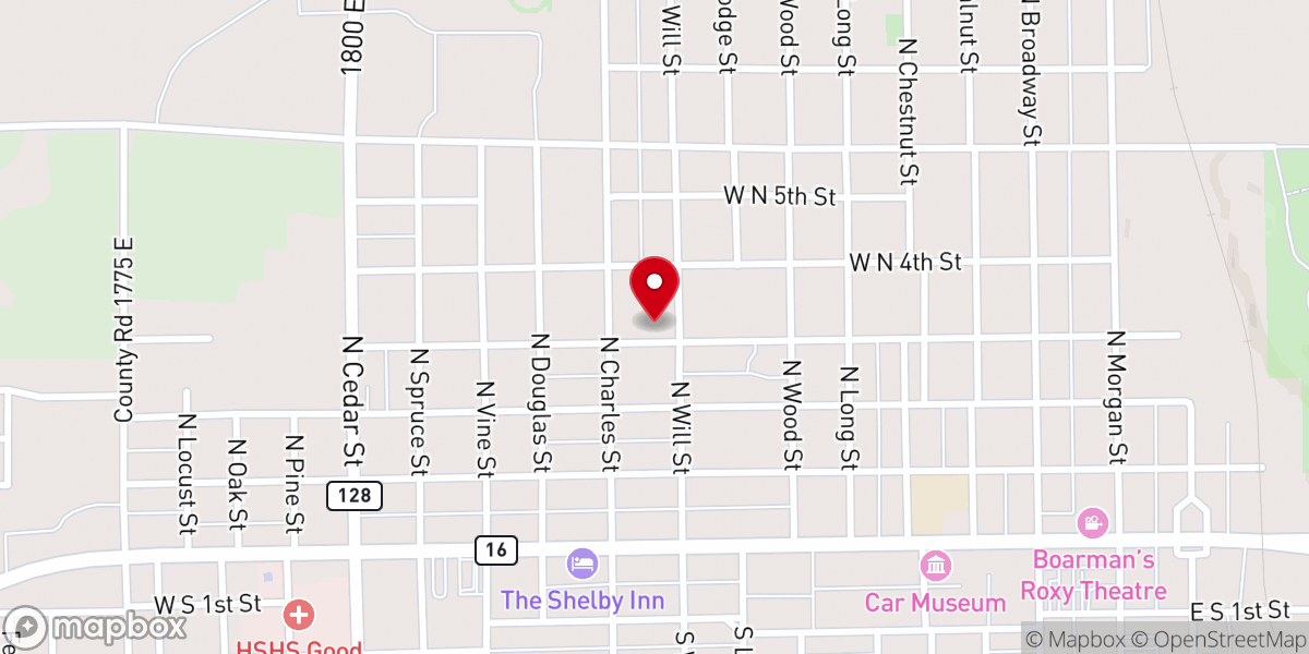 Map showing location of Shelbyville First Church of the Nazarene