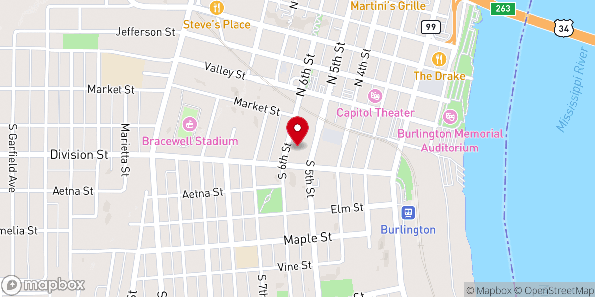 Map showing location of Harmony Bible Church Burlington