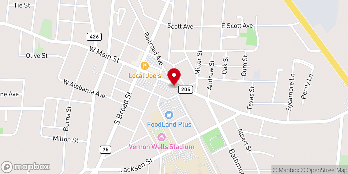 Map showing location of Little Branch Primitive Baptist Church