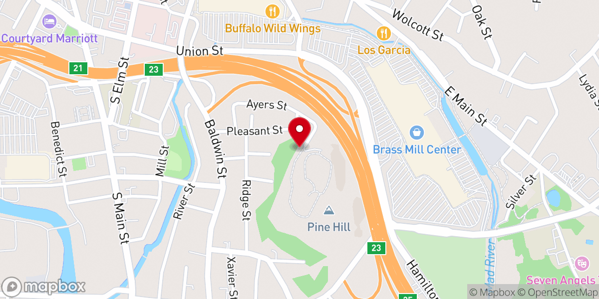 Map showing location of Holy Land USA Waterbury