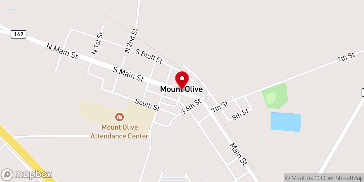 Map showing location of Mt Olive