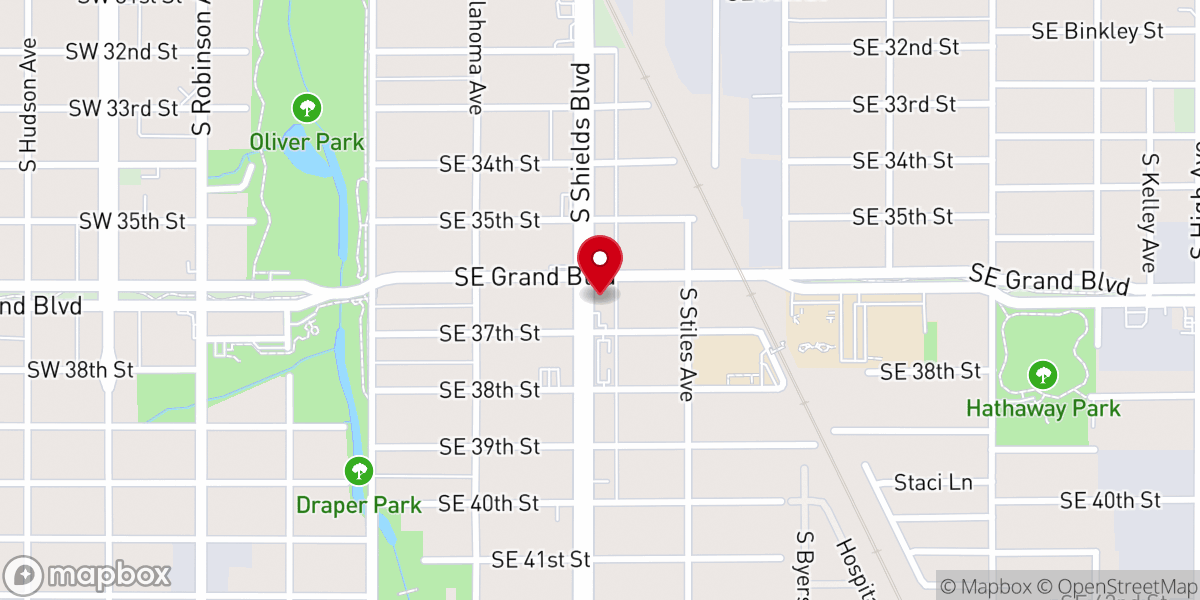 Map showing location of Shields Boulevard Baptist Church