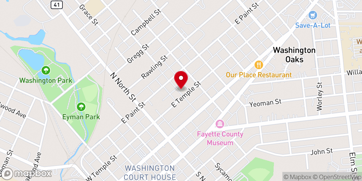 Map showing location of Fayette County church of Christ