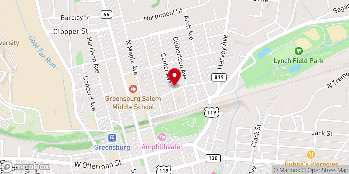 Map showing location of Grace Baptist Church of Greensburg Area