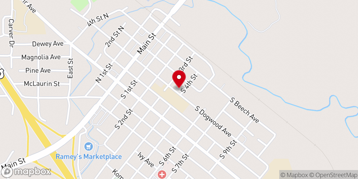 Map showing location of First Baptist Church