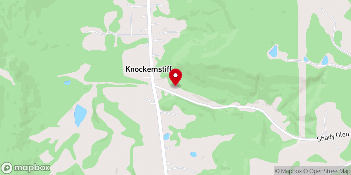 Map showing location of Shady Glen Church