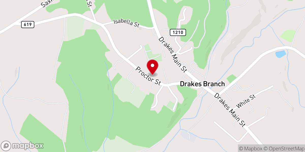 Map showing location of Drakes Branch Presbyterian Church