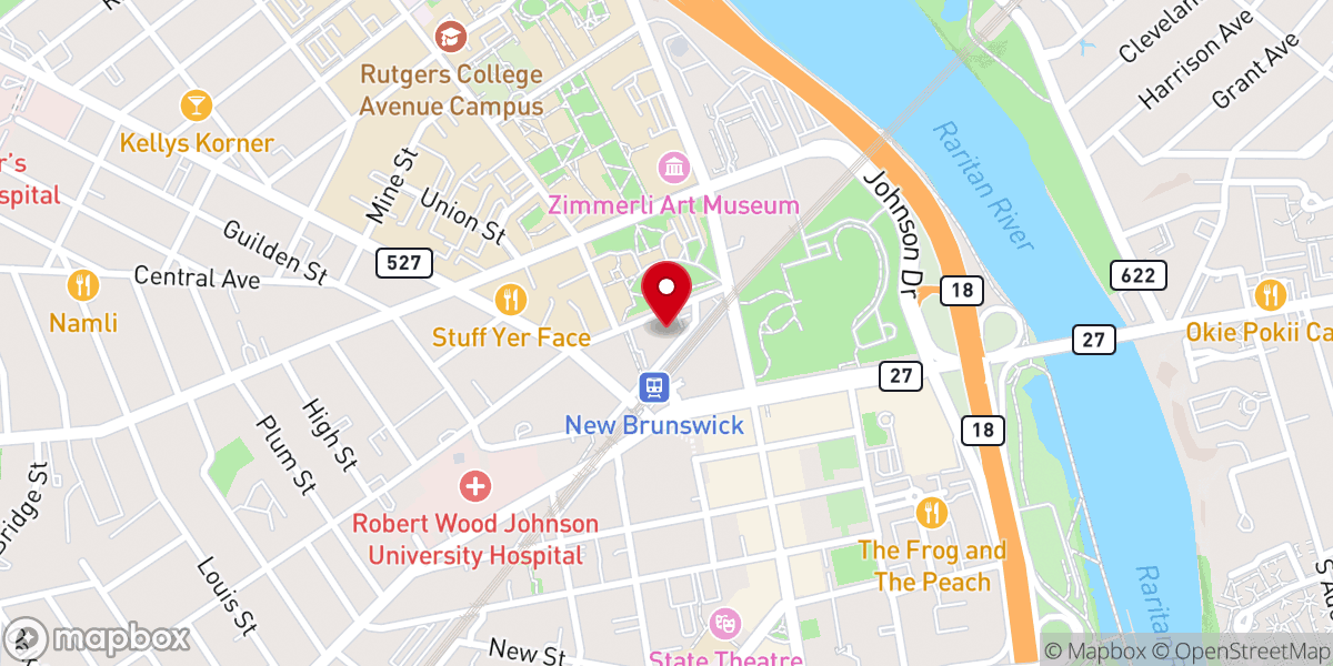Map showing location of The Catholic Center at Rutgers