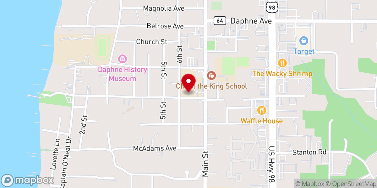 Map showing location of Christ the King Catholic Church