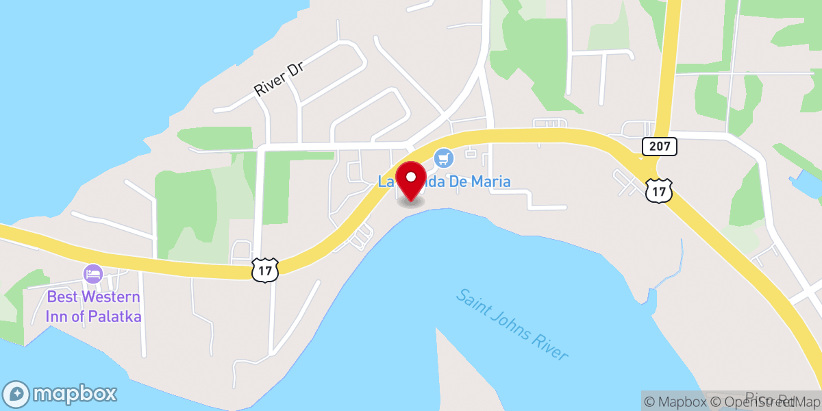 Map showing location of Corky Bell's Seafood at Gator Landing