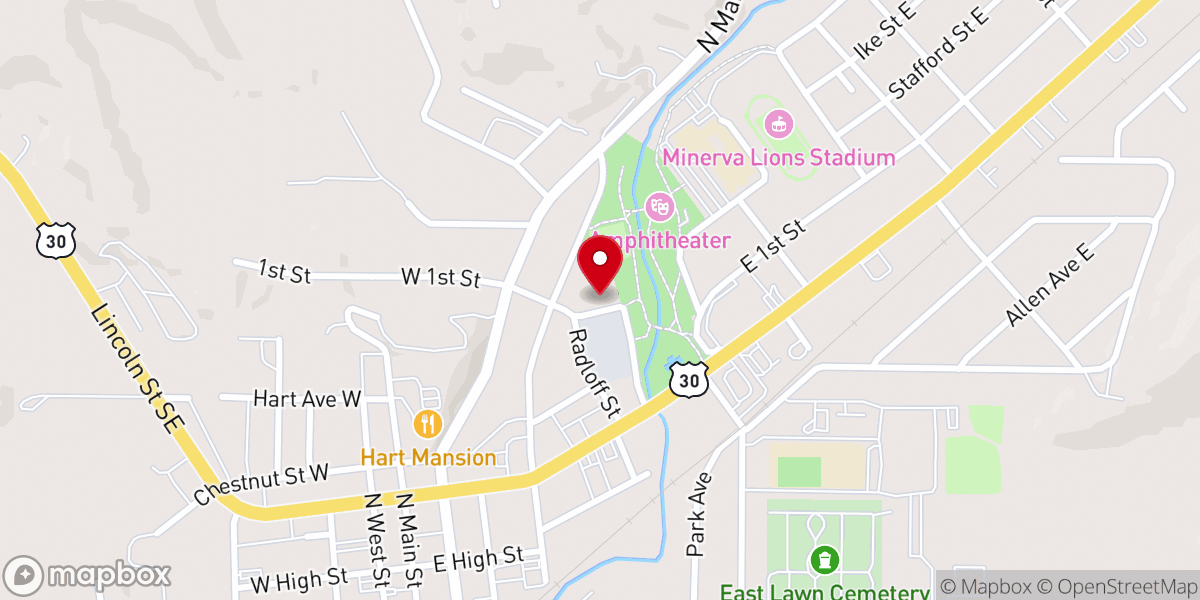 Map showing location of Minerva Community Building