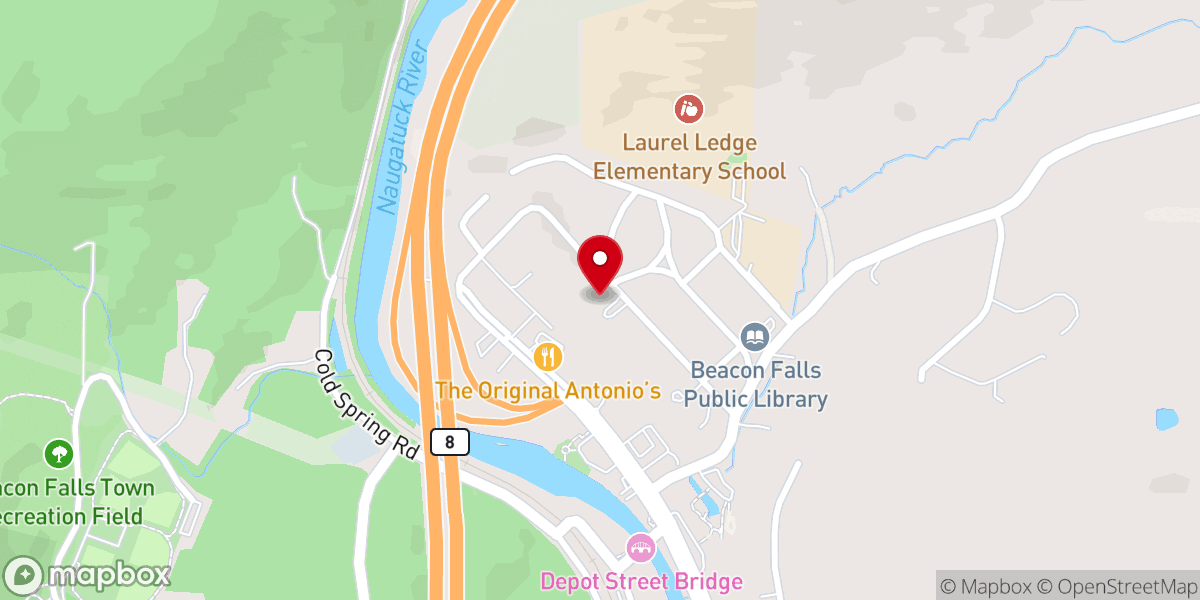 Map showing location of Beacon Falls Congregational Church
