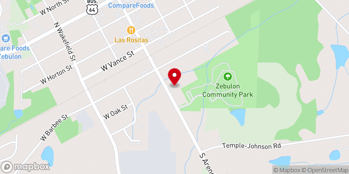 Map showing location of Zebulon Community Center