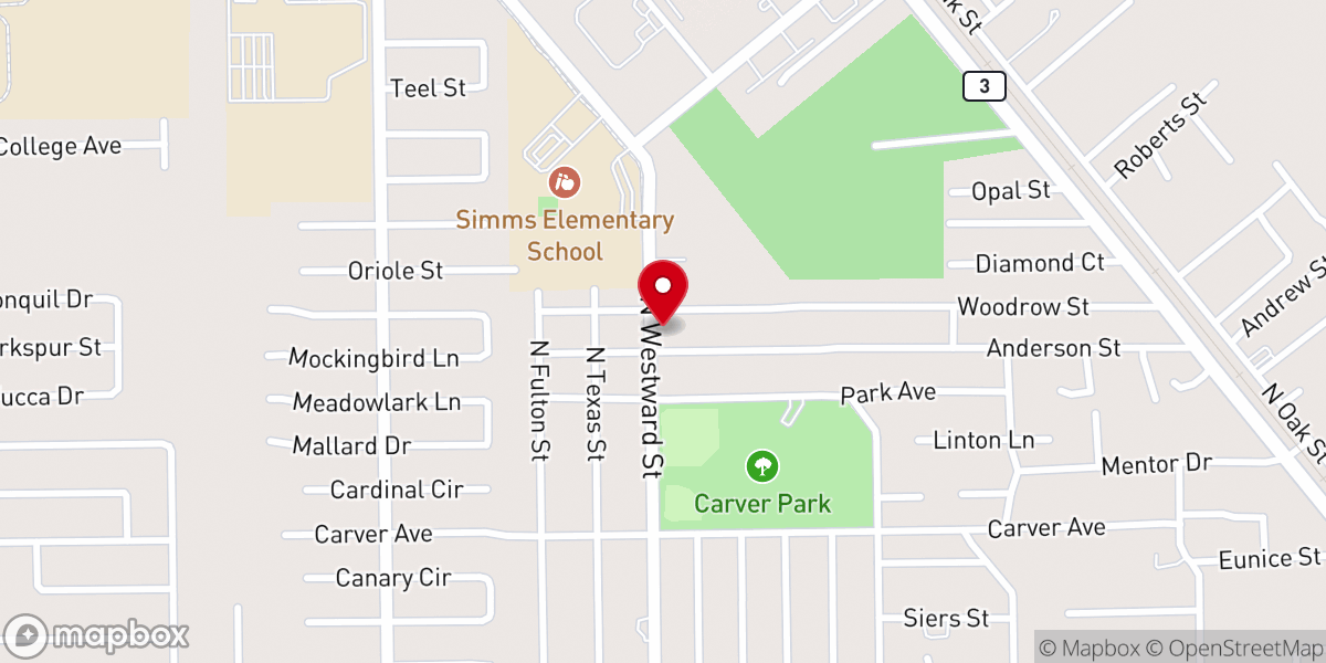 Map showing location of Westward Street Church of Christ