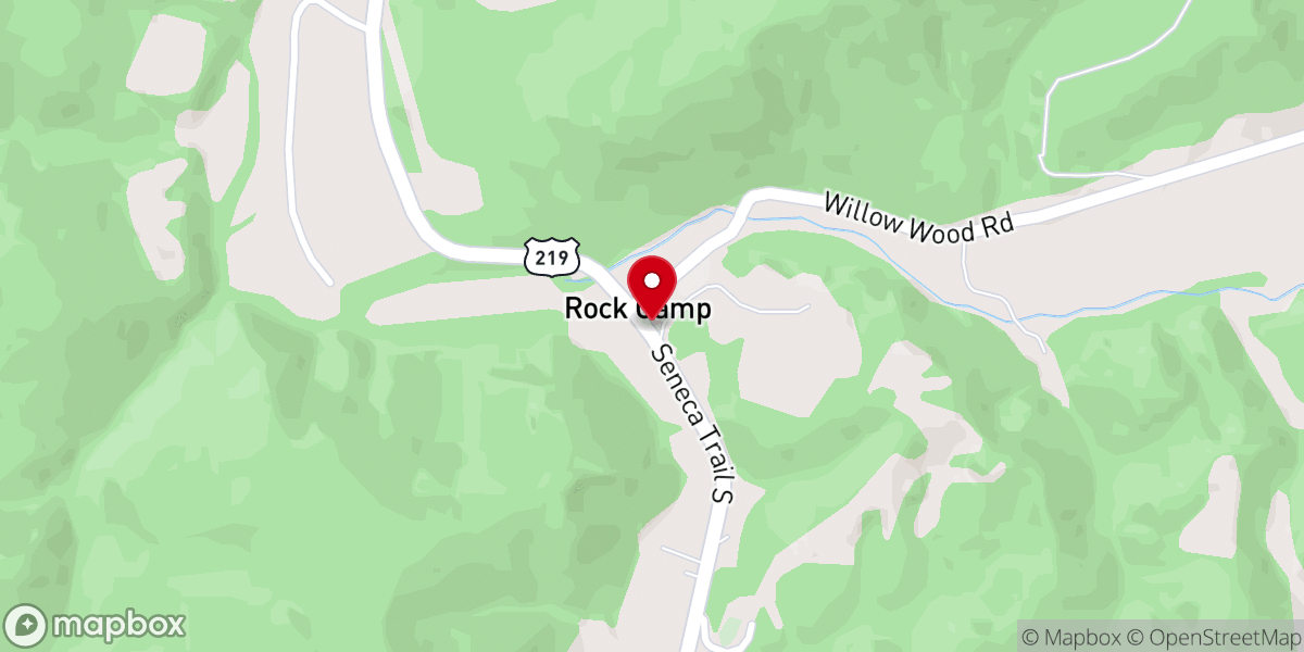 Map showing location of Rock Camp American Baptist Church