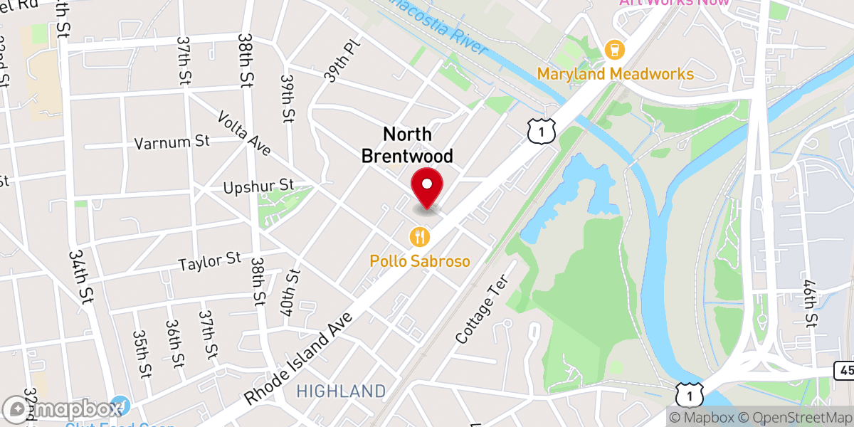 Map showing location of North Brentwood AME Zion Church