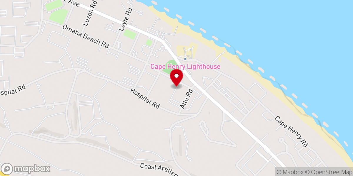 Map showing location of First Landing Chapel Ft. Story
