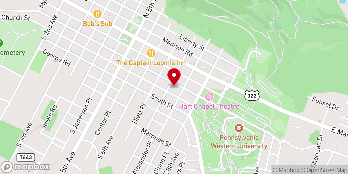 Map showing location of First Presbyterian Church