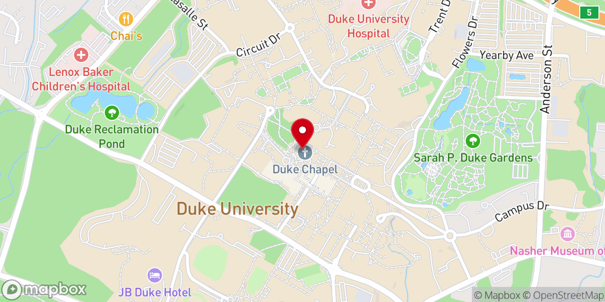 Map showing location of Duke University Chapel